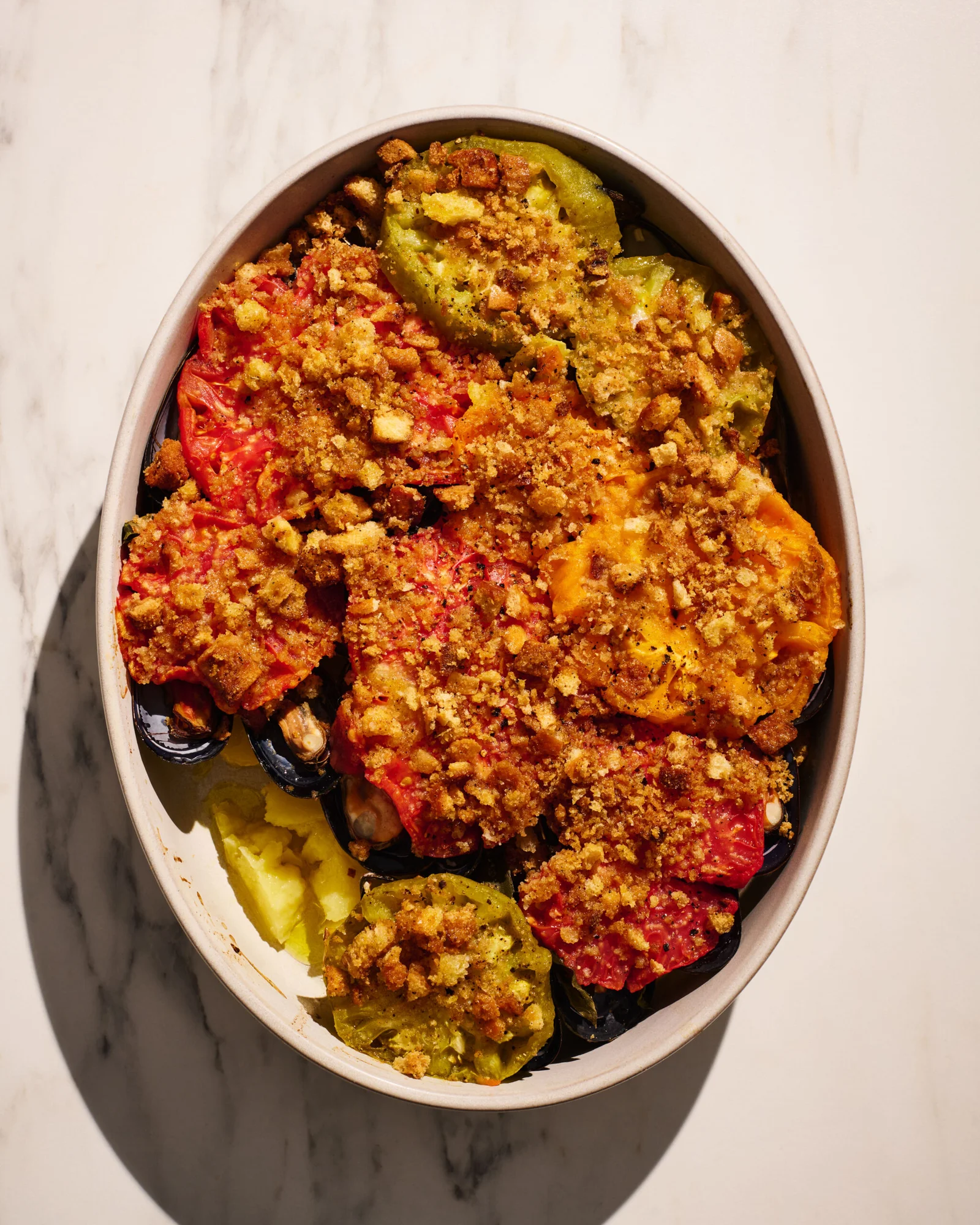 Gratin de tomates et moules à la façon pugliese